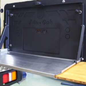 KIT TABLETTE PLIANTE DE PORTE ARRIERE ALU CAB ET KIT DE MONTAGE POUR LAND CRUISER 76/78