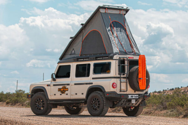 TOIT RELEVABLE ALU CAB NOIR SILENUS AVEC AUVENT ET SUPPORT DE AUVENT POUR INEOS GRENADIER – Image 2